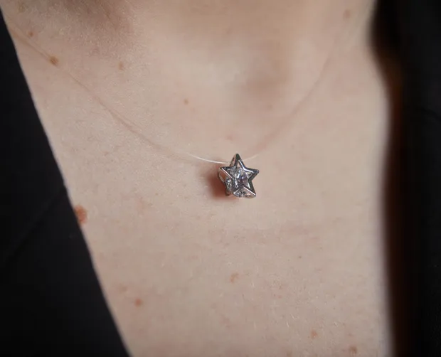 Срібне кольє-невидимка Зірка 862195