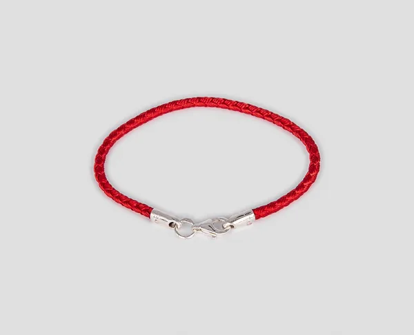 Шовковий браслет з срібною застібкою Шейк Червоний 6010/2,5