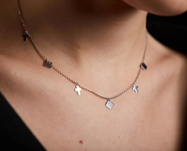 Срібне кольє Хрестики 8610942