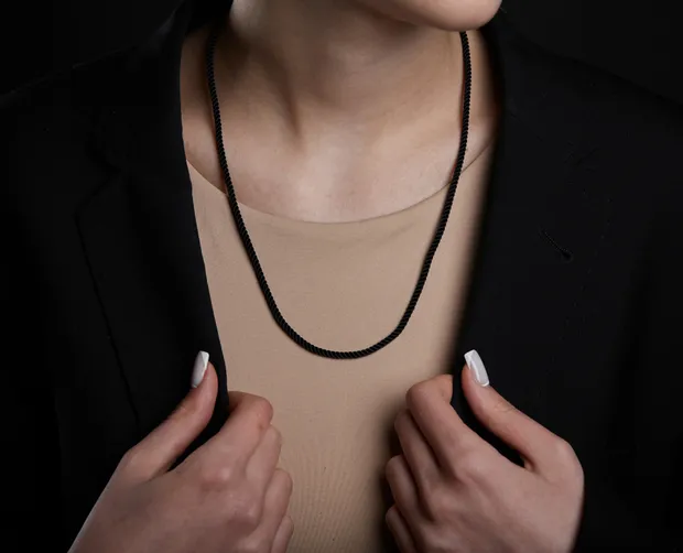 Шовковий шнурок з срібною застібкою Мілан 6010/3,0 мілан