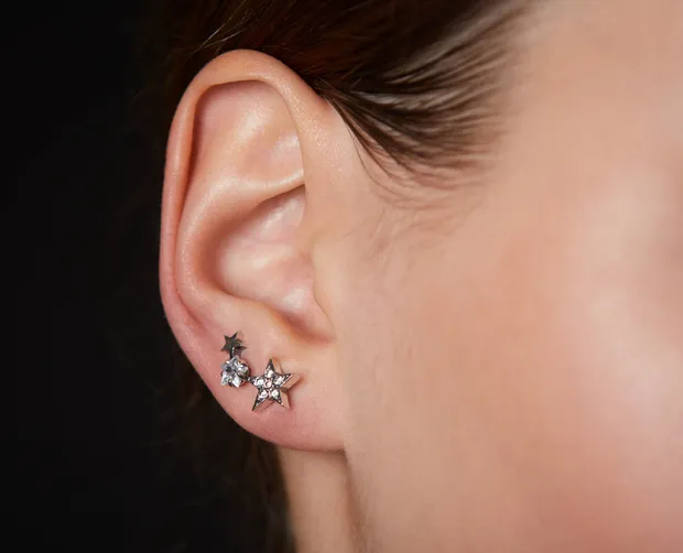 Срібні сережки кафи Зірочки 24043