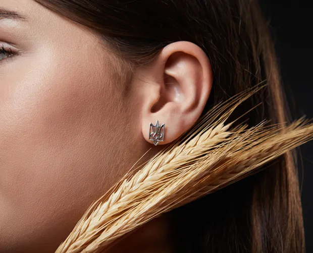 Срібні сережки пусети Тризуб 23268/1