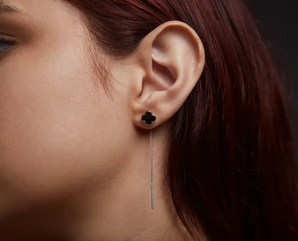 Срібні сережки протяжки Клевер 453С