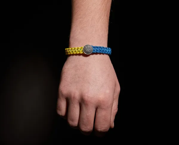 Срібний браслет плетений Тризуб широкий 9701342