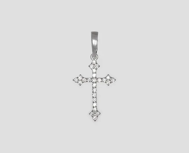 Срібний хрестик декоративний Готика з фіанітами 35114