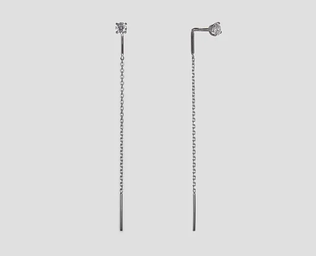 Срібні сережки протяжки з фіанітом 262727