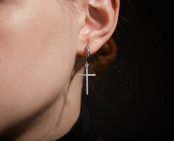 Срібні сережки конго Хрестики 1078.50С