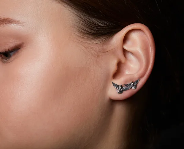 Срібні сережки кафи Голуби 24057