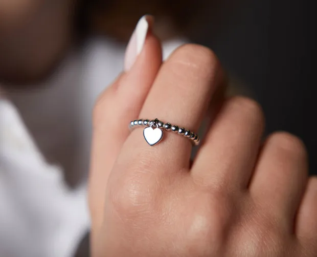 Срібна каблучка з підвіскою Сердечко 1064