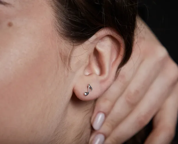 Срібні сережки пусети Ноти 82094