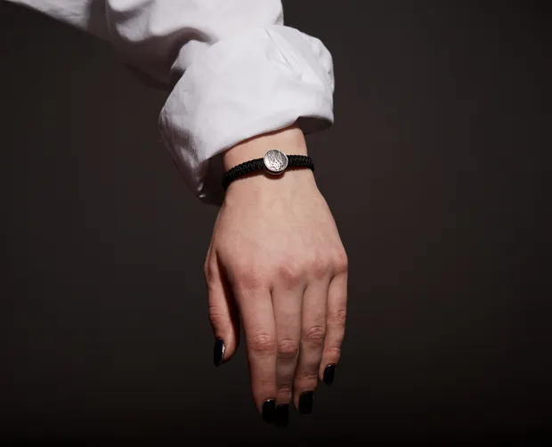 Срібний браслет плетений Тризуб 9701341