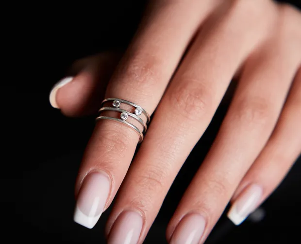 Срібна каблучка фалангова з фіанітами12067