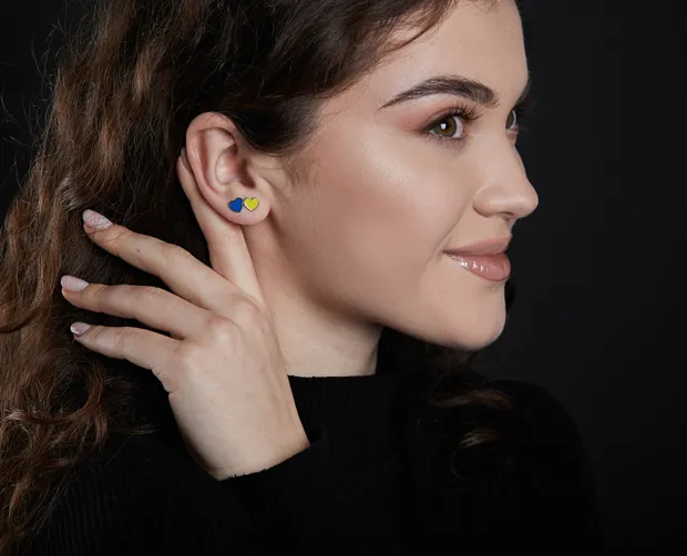 Срібні сережки пусети Сердечка 1320.10жб