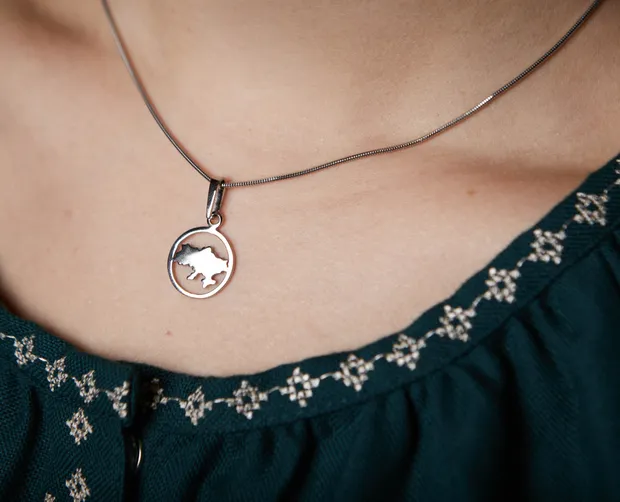 Срібна підвіска Україна 3-2107-Rh