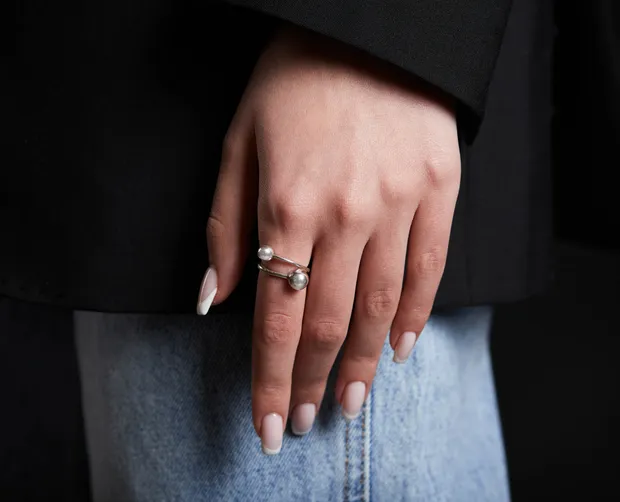 Срібна каблучка Кульки 12087