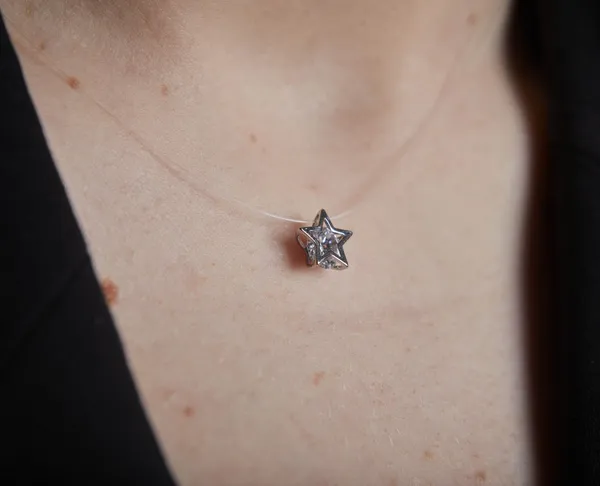 Срібне кольє-невидимка Зірка 862195