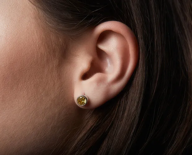 Срібні сережки жовто-блакитні пусети 24051