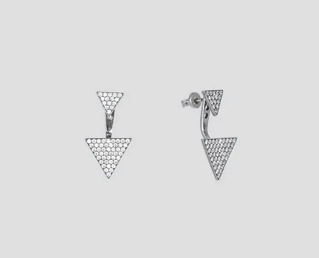 Срібні сережки джекети Трикутники 24080