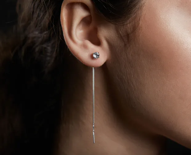 Срібні сережки протяжки з фіанітом 23058/1