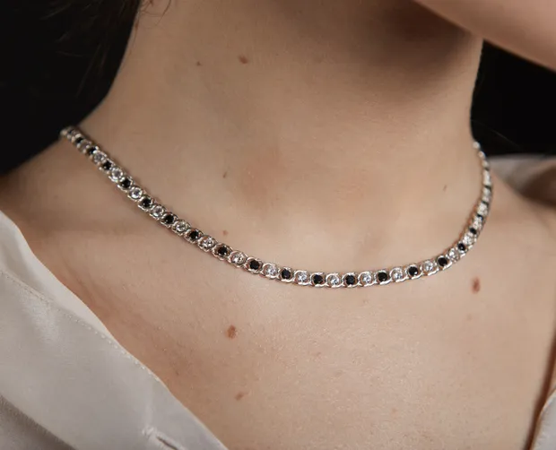 Срібне кольє Арабський Бісмарк з фіанітами ц-22бч